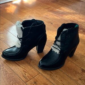 UGG Analise Black Heeled Boots with Shearling